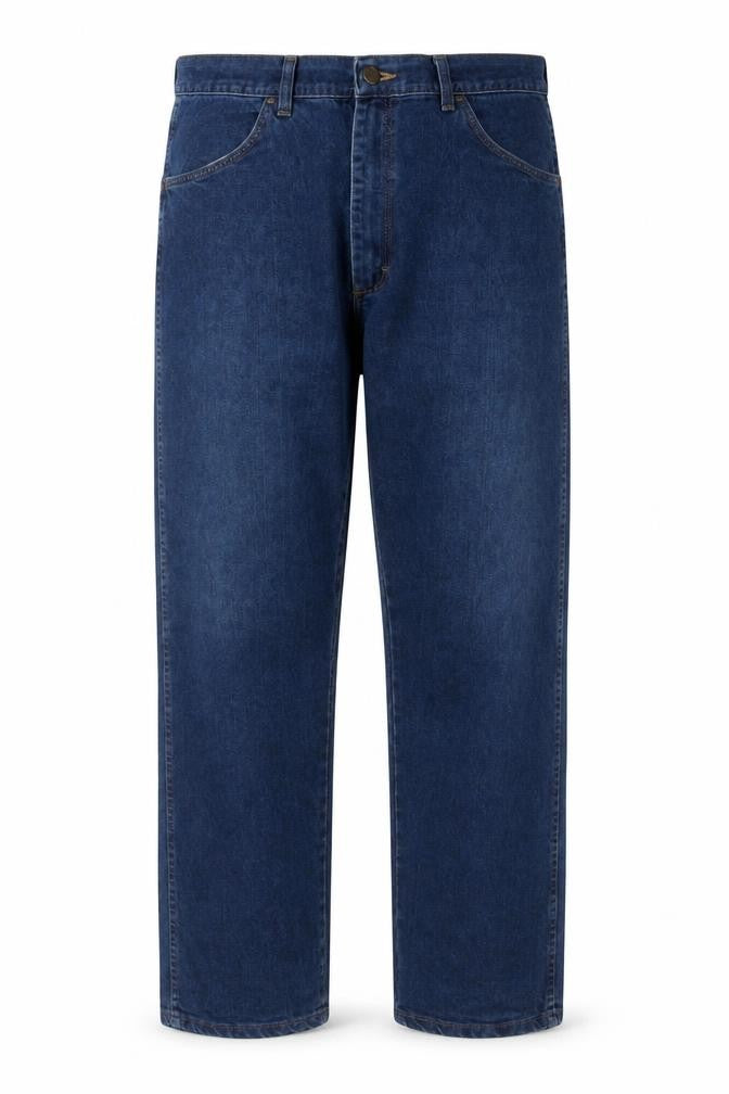 Front view of Wrangler Men's Blue Regular Fit Straight Leg Jeans 40x30