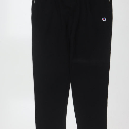 Champion Men's Black Fleece Jogger Trousers L Regular Fit