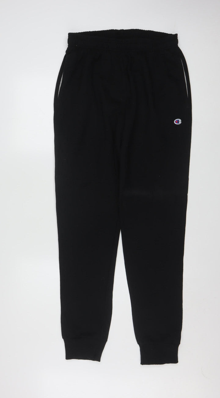 Champion Men's Black Fleece Jogger Trousers L Regular Fit
