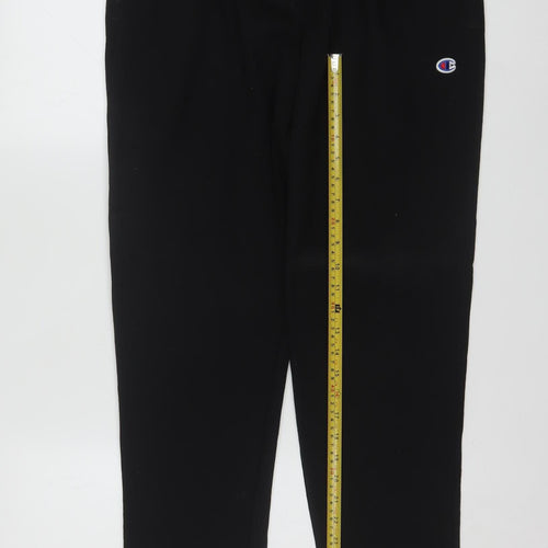 Champion Men's Black Fleece Jogger Trousers L Regular Fit
