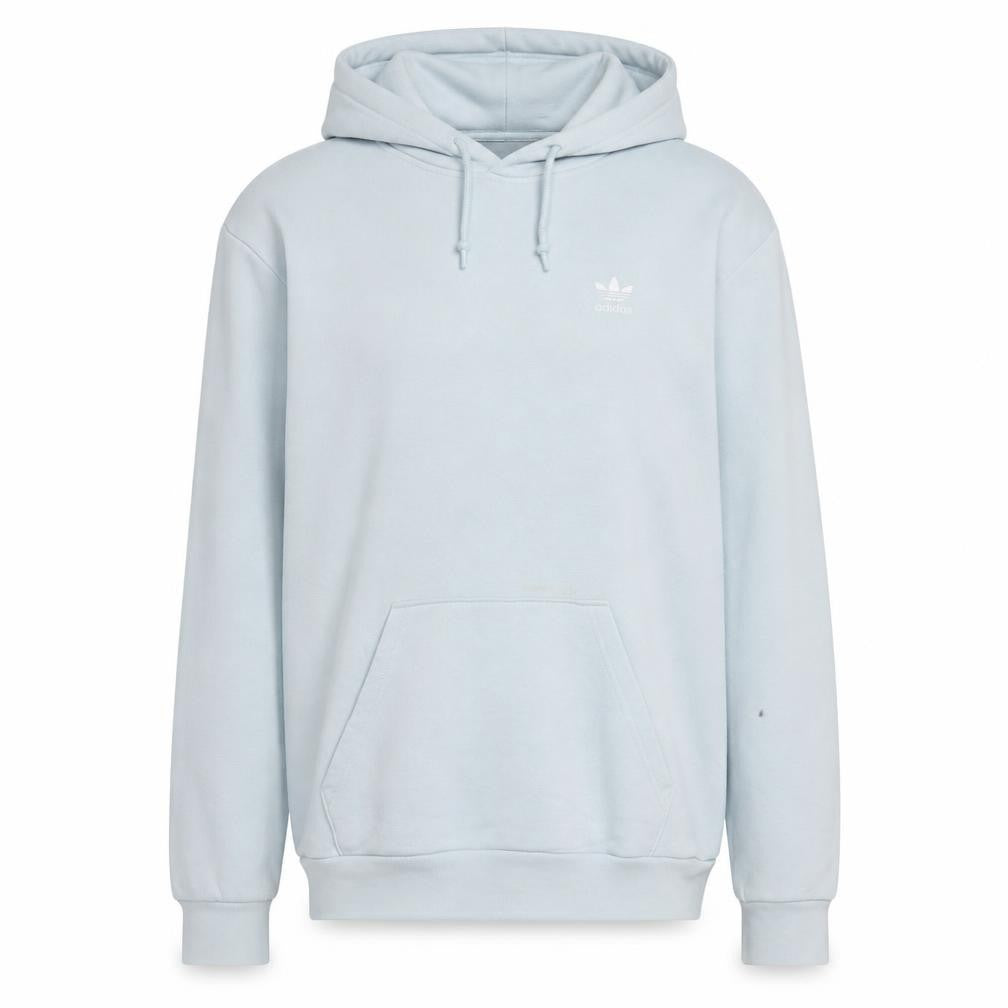 Front view of Adidas Men’s Blue Pullover Hoodie, size M, Regular Fit