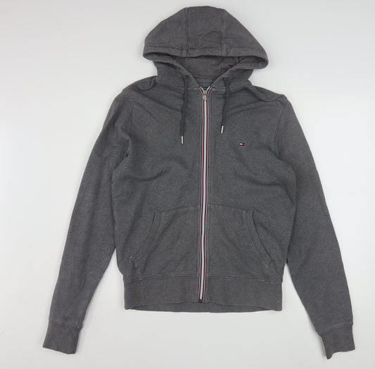 Tommy Hilfiger Men's Grey Full Zip Hoodie Small Vintage Fit Cotton Blend