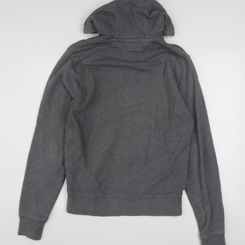 Tommy Hilfiger Men's Grey Full Zip Hoodie Small Vintage Fit Cotton Blend