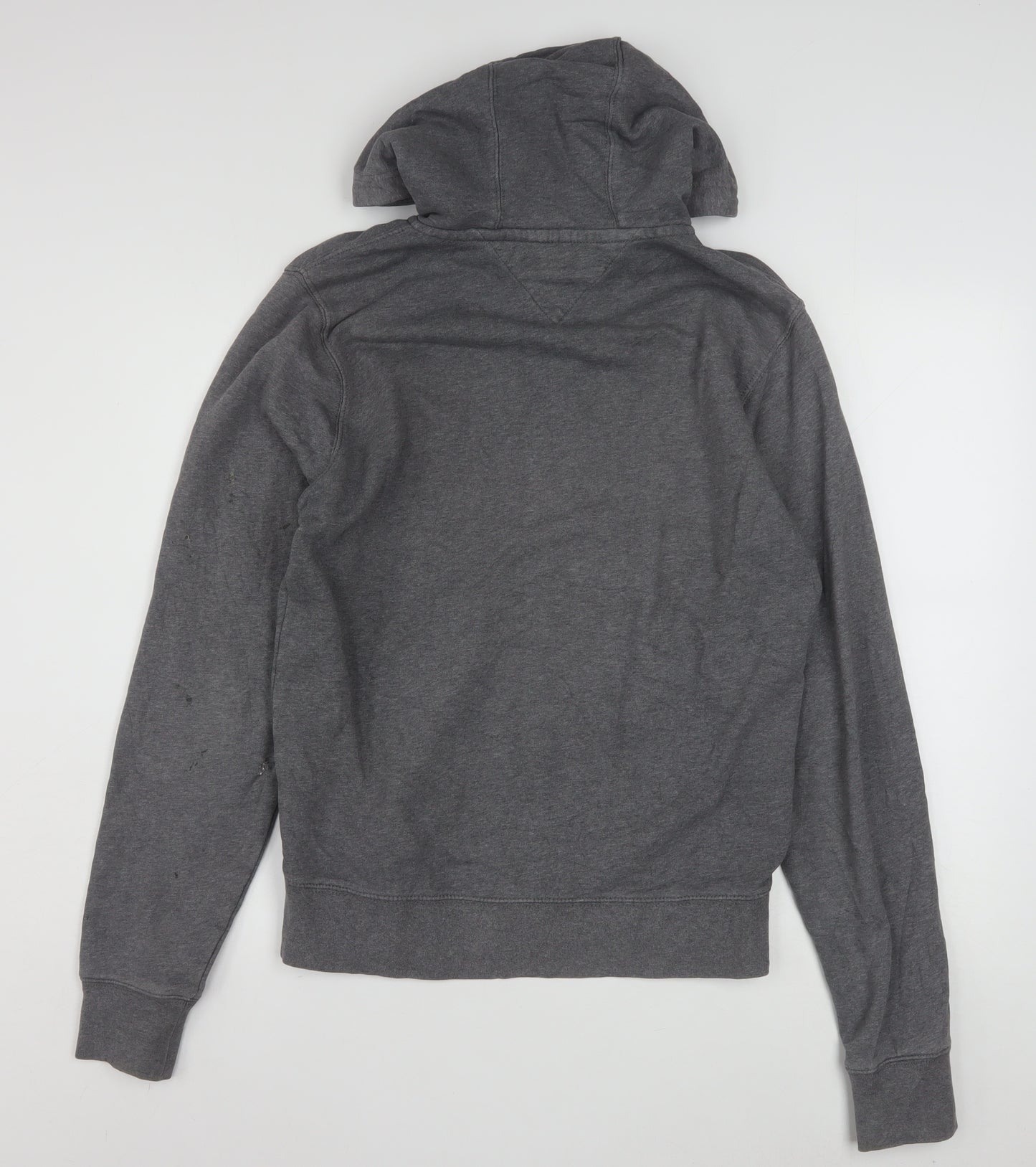 Tommy Hilfiger Men's Grey Full Zip Hoodie Small Vintage Fit Cotton Blend