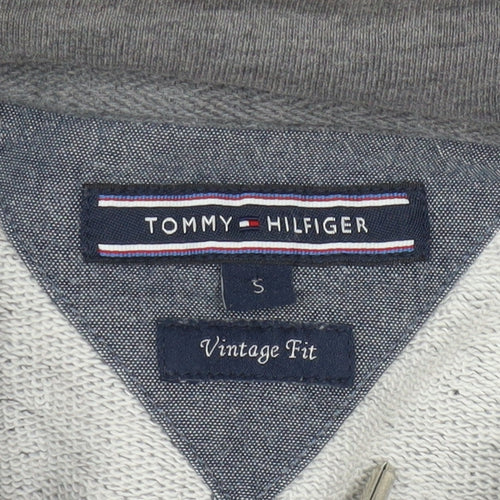 Tommy Hilfiger Men's Grey Full Zip Hoodie Small Vintage Fit Cotton Blend