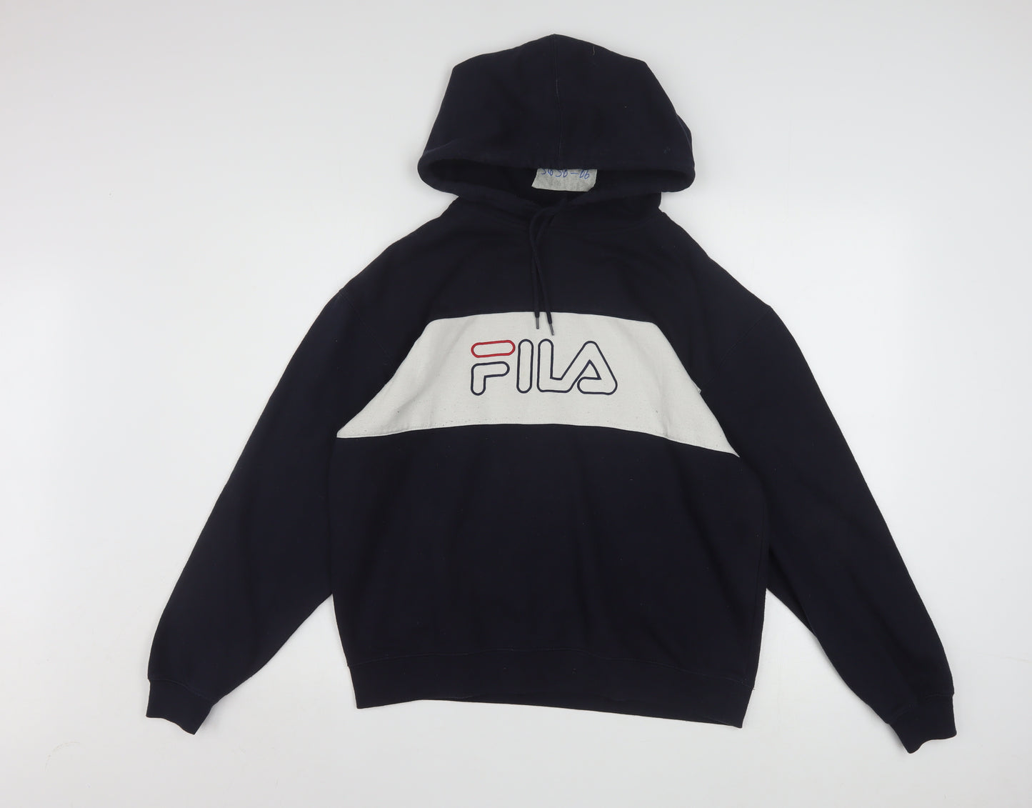 Fila Boys Black XL Pullover Hoodie with Logo and Colourblock Design