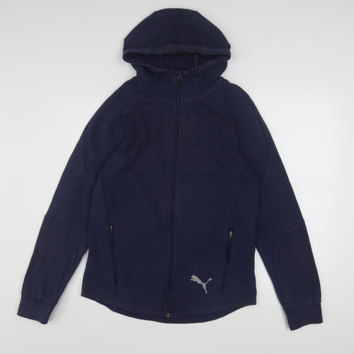 Puma Mens Navy Full Zip Hoodie Small Cotton Blend Activewear