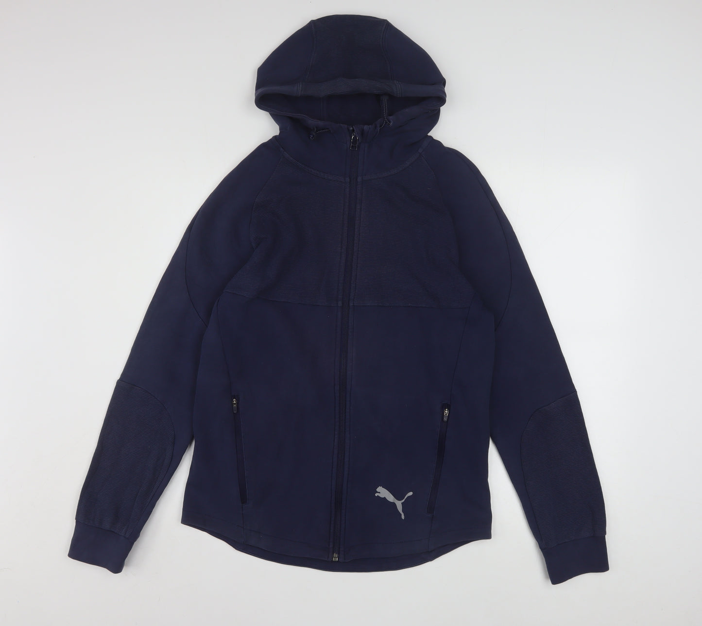 Puma Mens Navy Full Zip Hoodie Small Cotton Blend Activewear