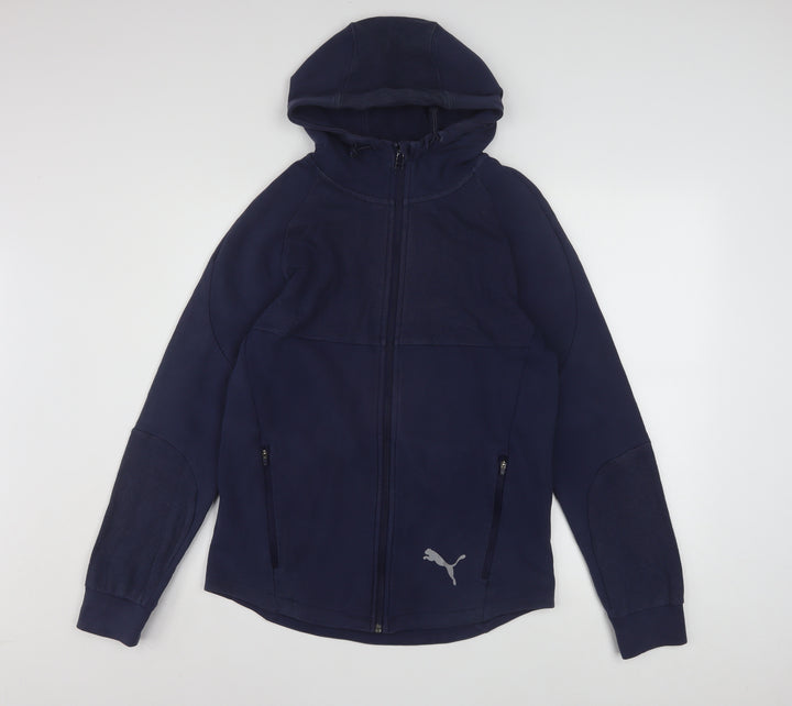 Puma Mens Navy Full Zip Hoodie Small Cotton Blend Activewear