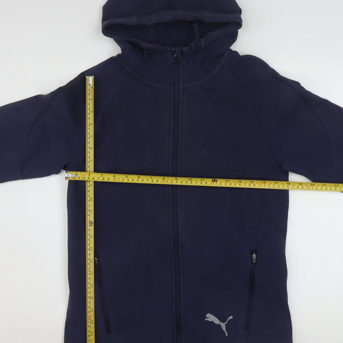 Puma Mens Navy Full Zip Hoodie Small Cotton Blend Activewear