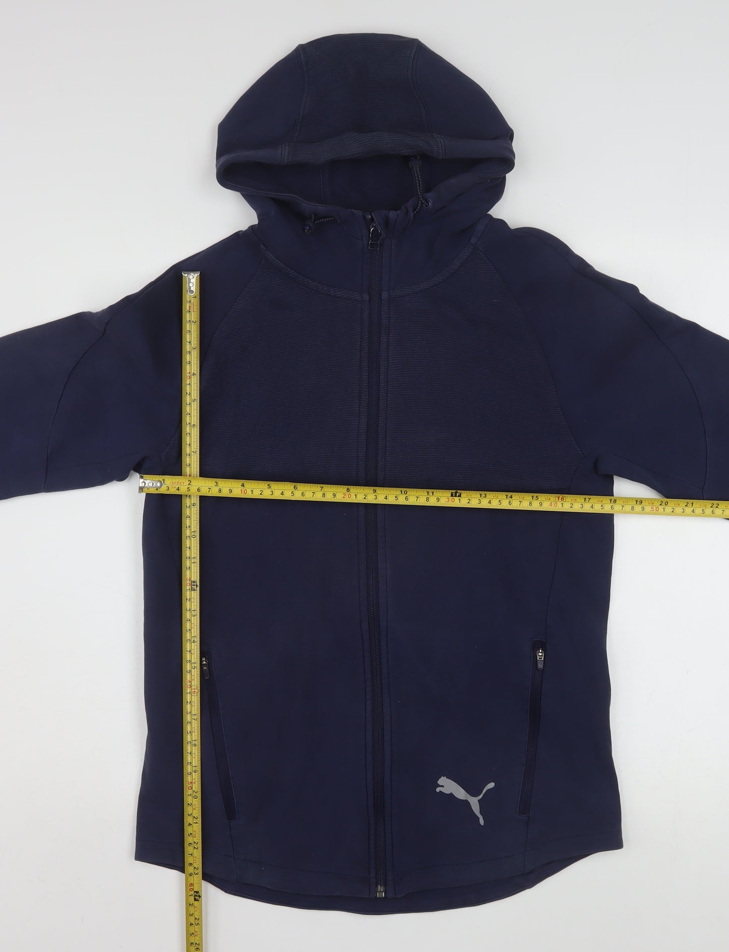Puma Mens Navy Full Zip Hoodie Small Cotton Blend Activewear