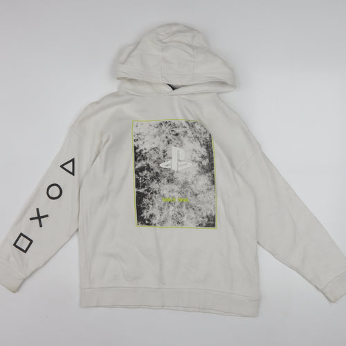 PlayStation Boys White Pullover Hoodie 10-11 Years Graphic Print Gamer Sweatshirt