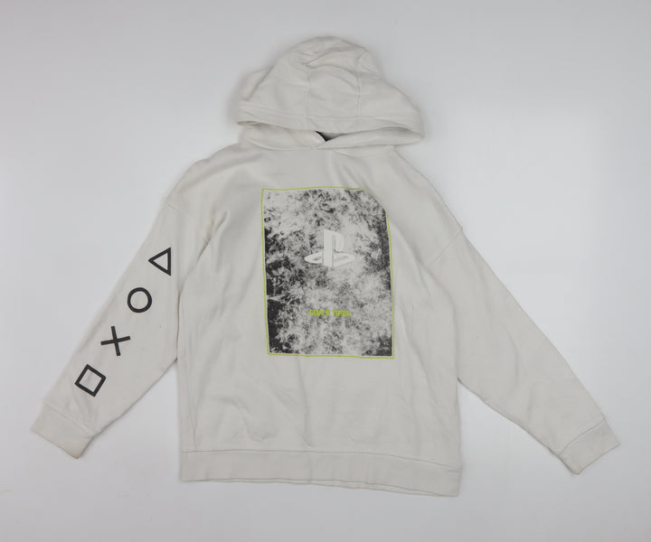 PlayStation Boys White Pullover Hoodie 10-11 Years Graphic Print Gamer Sweatshirt