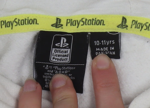 PlayStation Boys White Pullover Hoodie 10-11 Years Graphic Print Gamer Sweatshirt