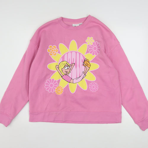 Disney Womens Pink Lizzie McGuire Graphic Pullover Sweatshirt Size S