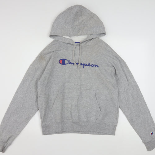 Champion Womens Grey Pullover Hoodie Small Athletic Logo Sweatshirt