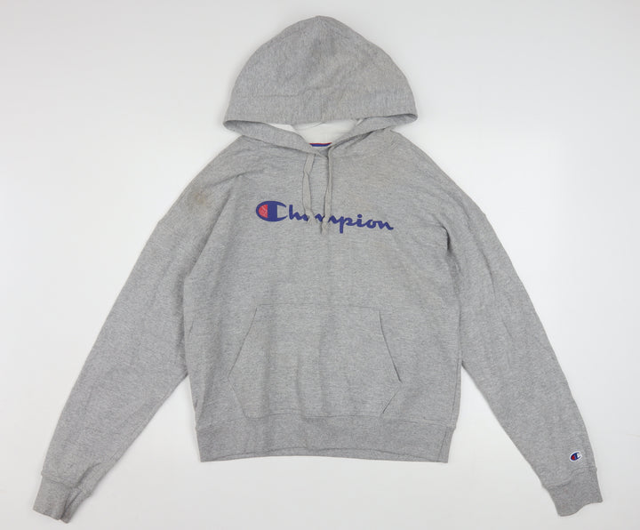 Champion Womens Grey Pullover Hoodie Small Athletic Logo Sweatshirt