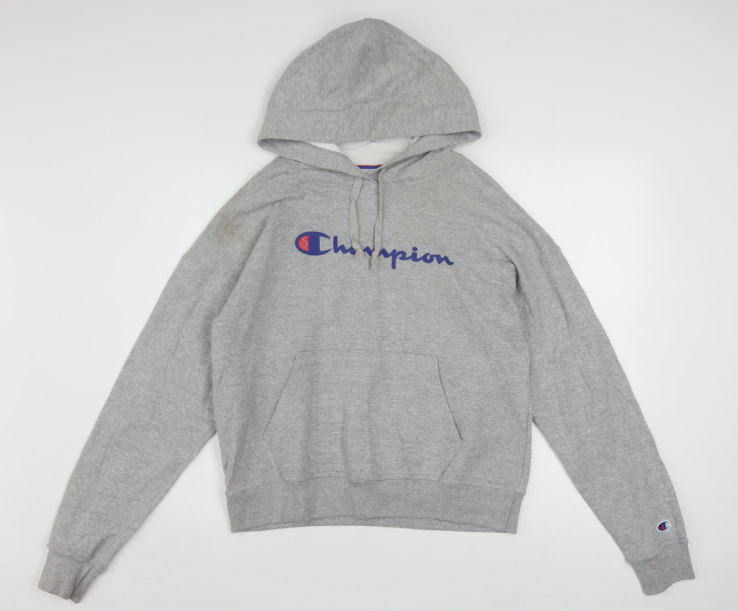 Champion Womens Grey Pullover Hoodie Small Athletic Logo Sweatshirt