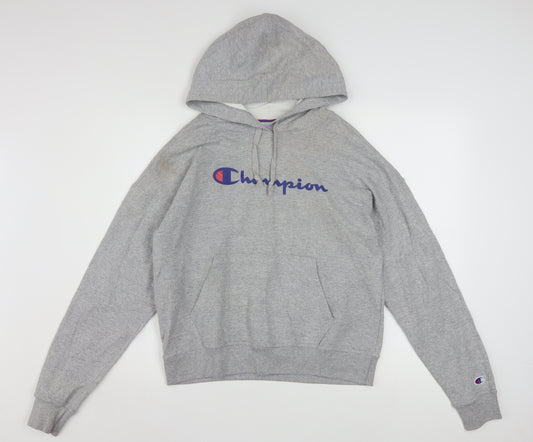 Champion Womens Grey Pullover Hoodie Small Athletic Logo Sweatshirt