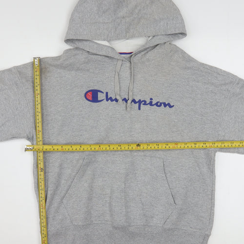 Champion Womens Grey Pullover Hoodie Small Athletic Logo Sweatshirt