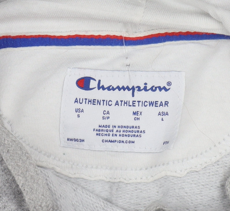 Champion Womens Grey Pullover Hoodie Small Athletic Logo Sweatshirt
