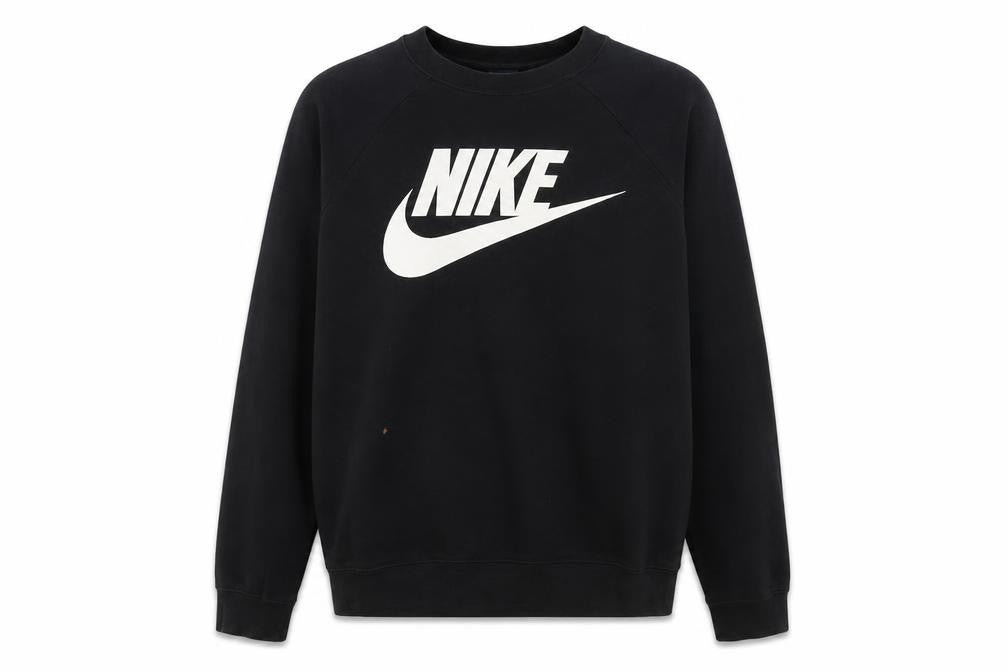 Front view of Nike Men’s Black XS Pullover Sweatshirt Graphic Logo Crew Neck