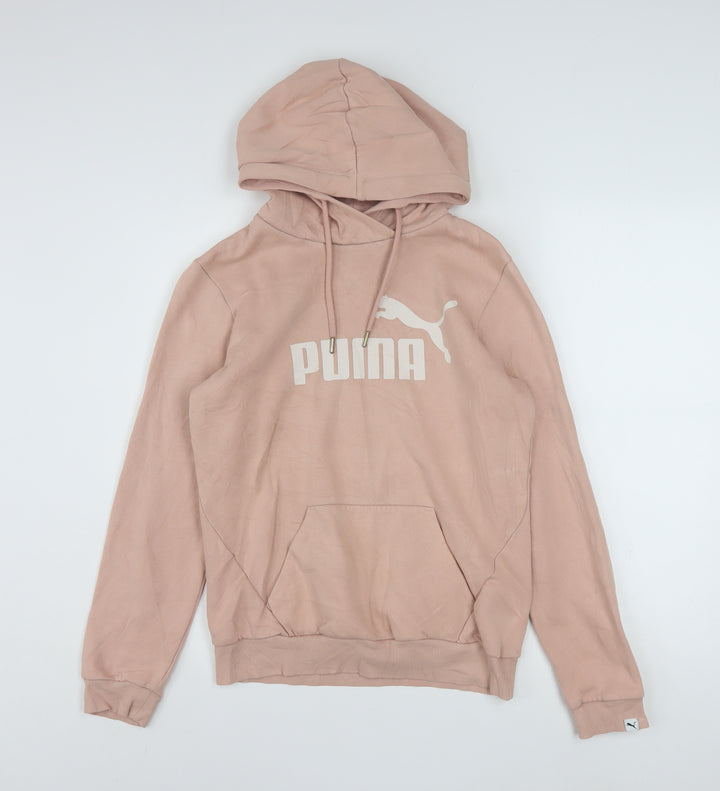 Puma Womens Pink Pullover Hoodie Size UK 10 Cotton Blend