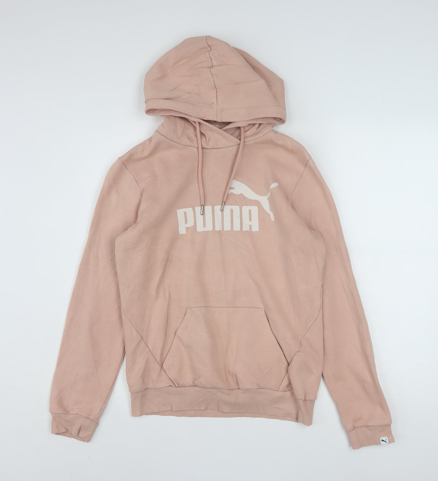 Puma Womens Pink Pullover Hoodie Size UK 10 Cotton Blend
