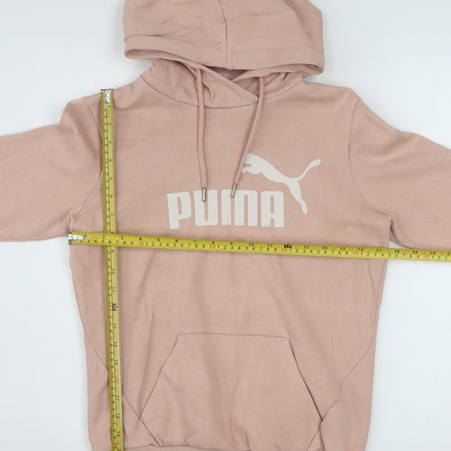 Puma Womens Pink Pullover Hoodie Size UK 10 Cotton Blend