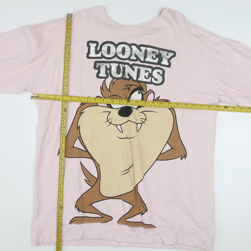 Looney Tunes Women Pink Cotton Pullover Sweatshirt Size S