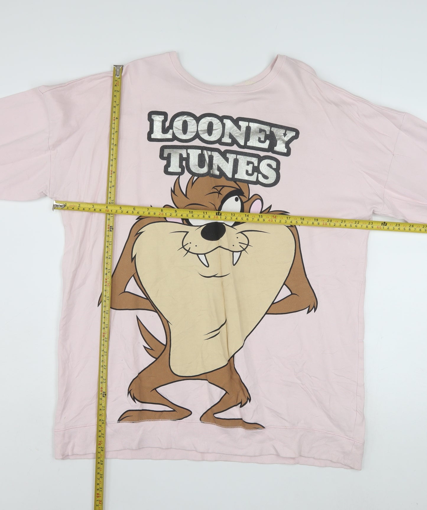 Looney Tunes Women Pink Cotton Pullover Sweatshirt Size S