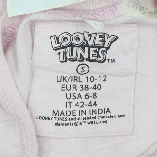 Looney Tunes Women Pink Cotton Pullover Sweatshirt Size S