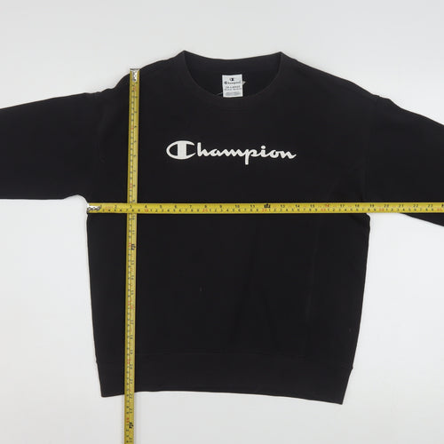 Champion Boys Black Pullover Sweatshirt 15-16 Years Crew Neck Logo