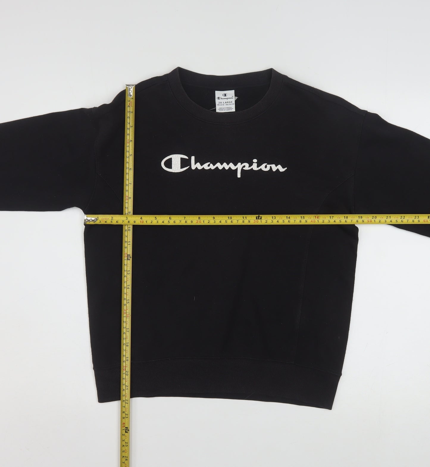Champion Boys Black Pullover Sweatshirt 15-16 Years Crew Neck Logo