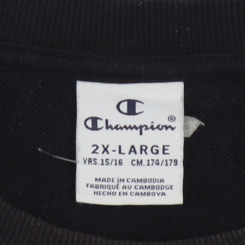 Champion Boys Black Pullover Sweatshirt 15-16 Years Crew Neck Logo