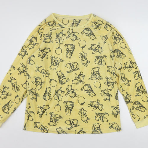Disney Women Yellow Winnie the Pooh Long Sleeve Fleece Nightshirt Size 10-12