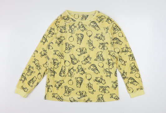 Disney Women Yellow Winnie the Pooh Long Sleeve Fleece Nightshirt Size 10-12