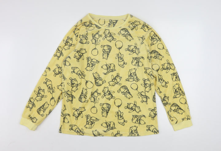 Disney Women Yellow Winnie the Pooh Long Sleeve Fleece Nightshirt Size 10-12
