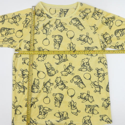 Disney Women Yellow Winnie the Pooh Long Sleeve Fleece Nightshirt Size 10-12