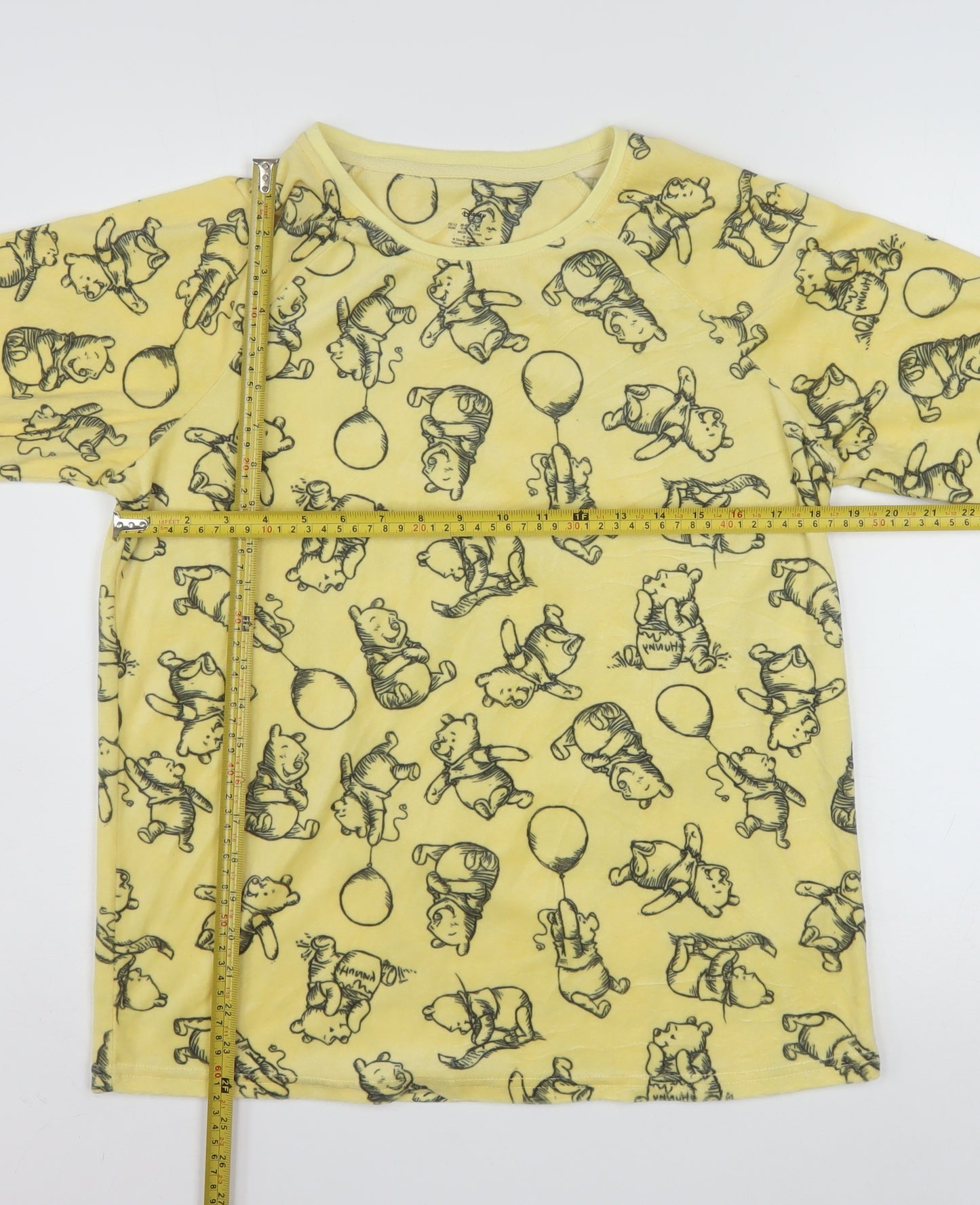 Disney Women Yellow Winnie the Pooh Long Sleeve Fleece Nightshirt Size 10-12