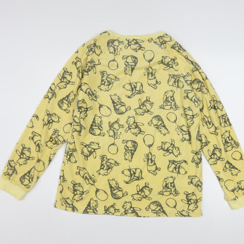 Disney Women Yellow Winnie the Pooh Long Sleeve Fleece Nightshirt Size 10-12