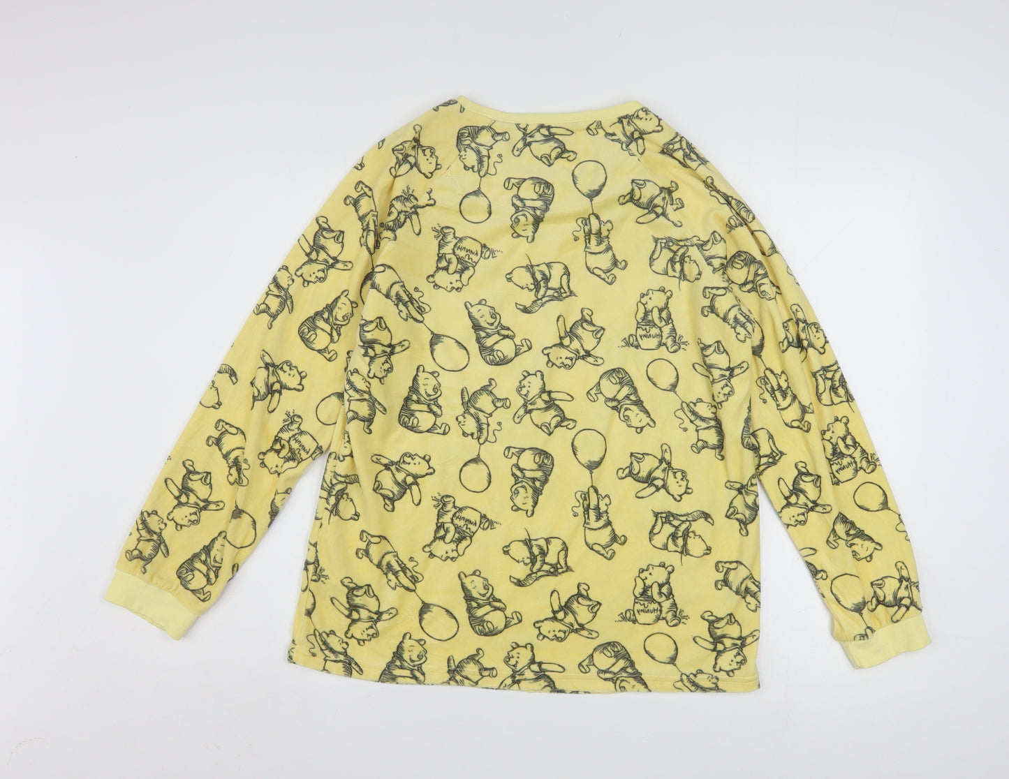 Disney Women Yellow Winnie the Pooh Long Sleeve Fleece Nightshirt Size 10-12