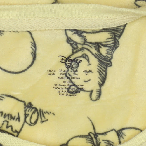 Disney Women Yellow Winnie the Pooh Long Sleeve Fleece Nightshirt Size 10-12