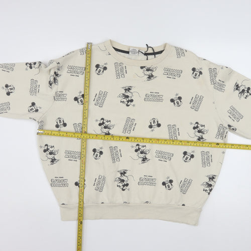 Disney Women Beige Minnie Mouse Pullover Sweatshirt L