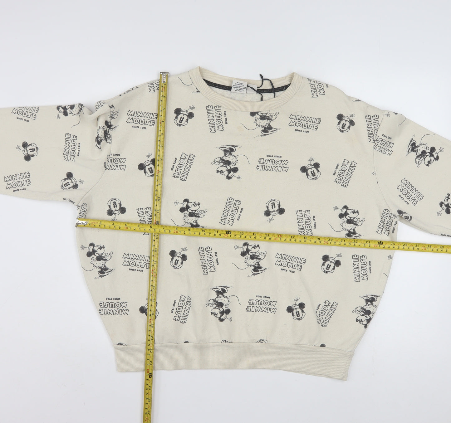 Disney Women Beige Minnie Mouse Pullover Sweatshirt L