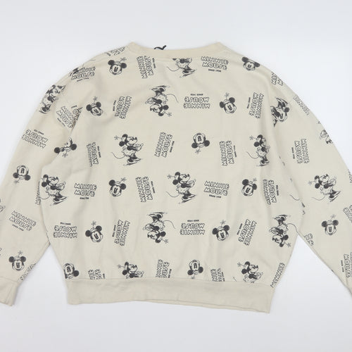 Disney Women Beige Minnie Mouse Pullover Sweatshirt L