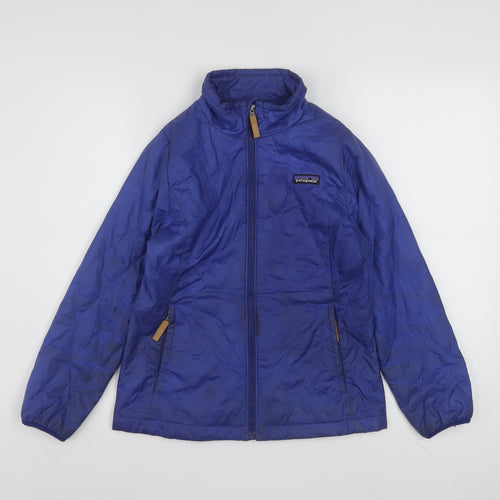 Patagonia Boys Blue Insulated Puffer Jacket Size 10 Years Full Zip Winter Coat