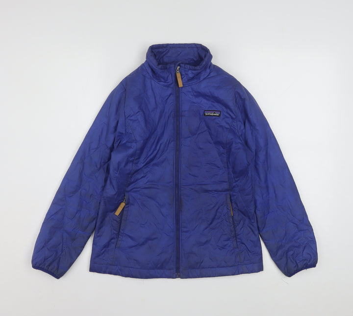 Patagonia Boys Blue Insulated Puffer Jacket Size 10 Years Full Zip Winter Coat