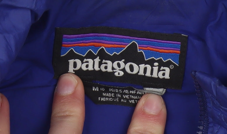 Patagonia Boys Blue Insulated Puffer Jacket Size 10 Years Full Zip Winter Coat