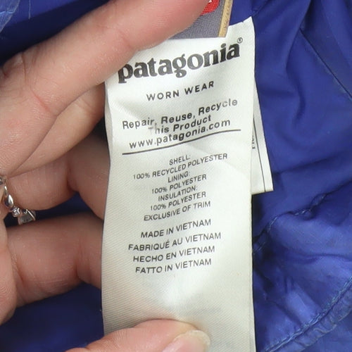 Patagonia Boys Blue Insulated Puffer Jacket Size 10 Years Full Zip Winter Coat
